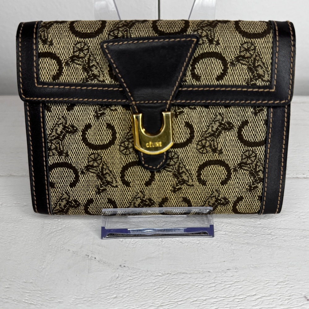 Celine Tan and Black Monogram Wallet